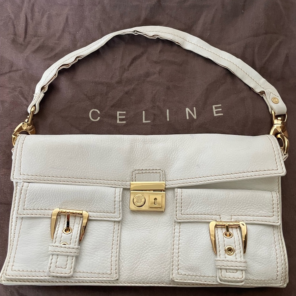 Vintage Celine White Leather Women's Bag